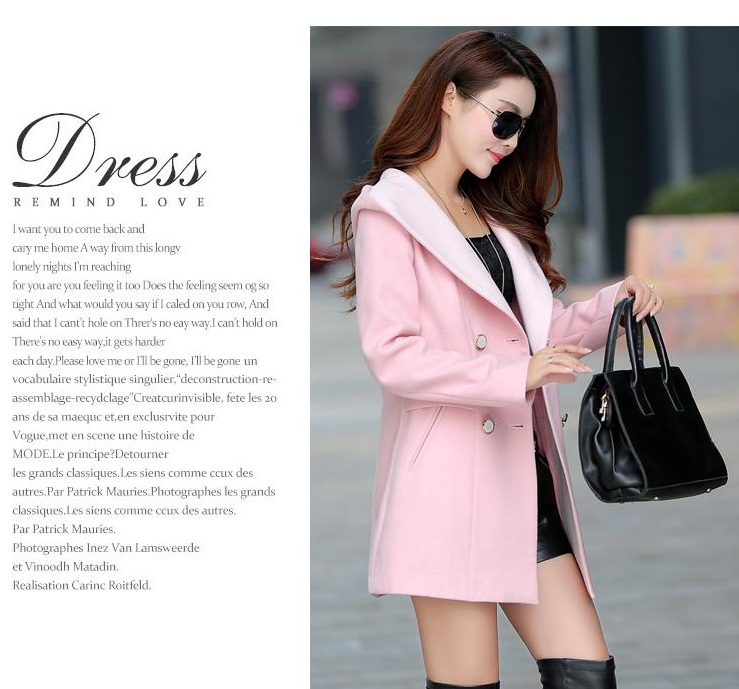 พรีออเดอร์ - เสื้อโค้ทผ้าวูลกันหนาว Pre - CT714 (สีชมพู)