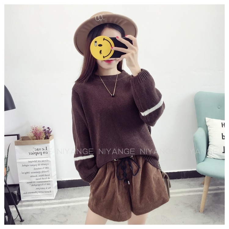 พรีออเดอร์ - เสื้อไหมพรมแฟชั่นแขนยาว Pre - ST782 (สีน้ำตาล)