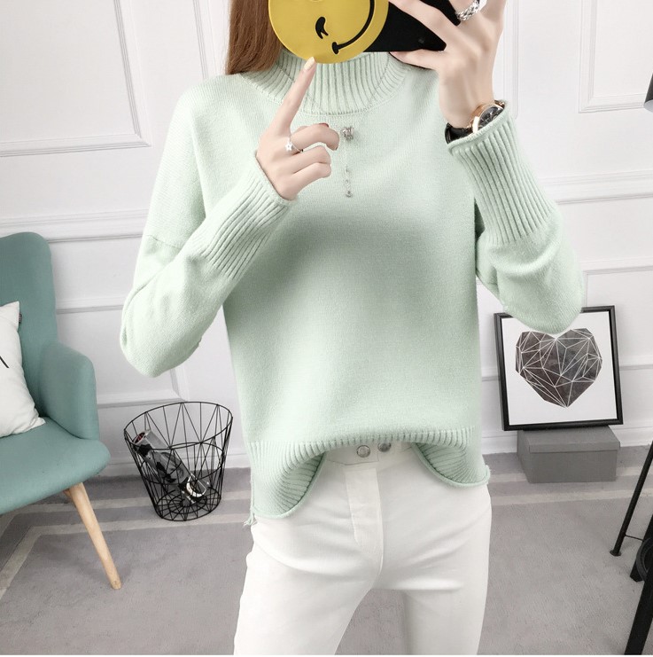 พร้อมส่ง - เสื้อไหมพรมทรงหลวม ST199 (สีเขียว)