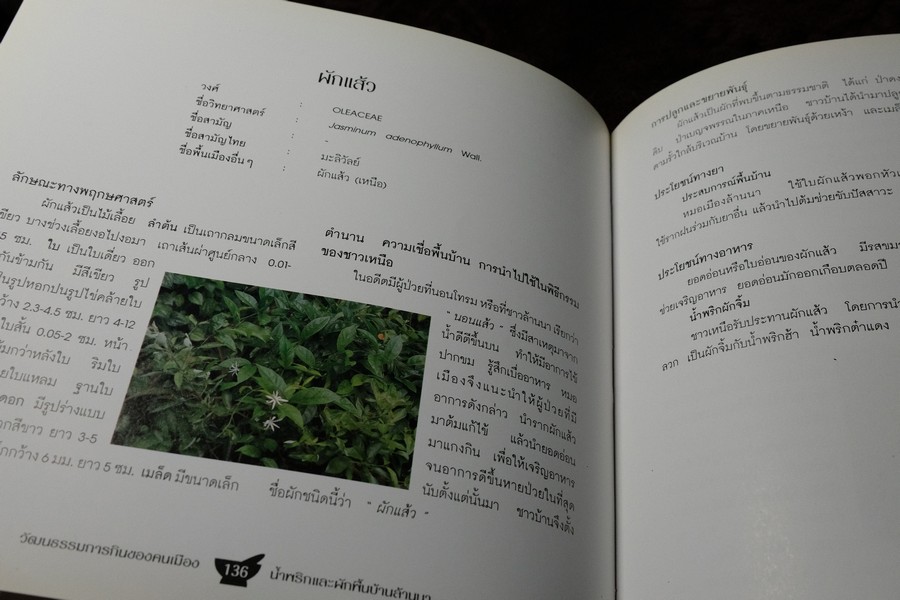 วัฒนธรรมการกินของคนพื้นเมือง น้ำพริกเเละผักพื้นบ้านล้านนา พิมพ์ปี 2543
