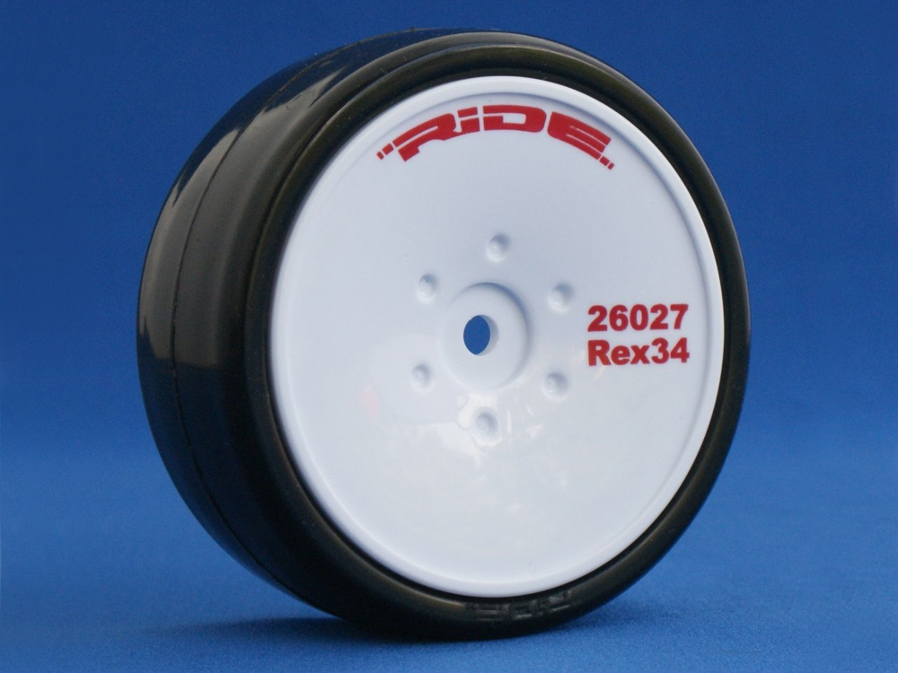 Rex34 Ver2. 24mm Tire Set w/Molded Inner Pre Glued on PC Dish Wheels.
