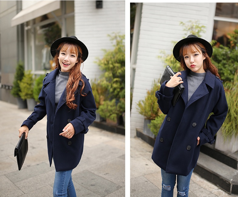 พรีออเดอร์ - เสื้อโค้ทผ้าวูลกันหนาว Pre - CT626 (สีกรม)