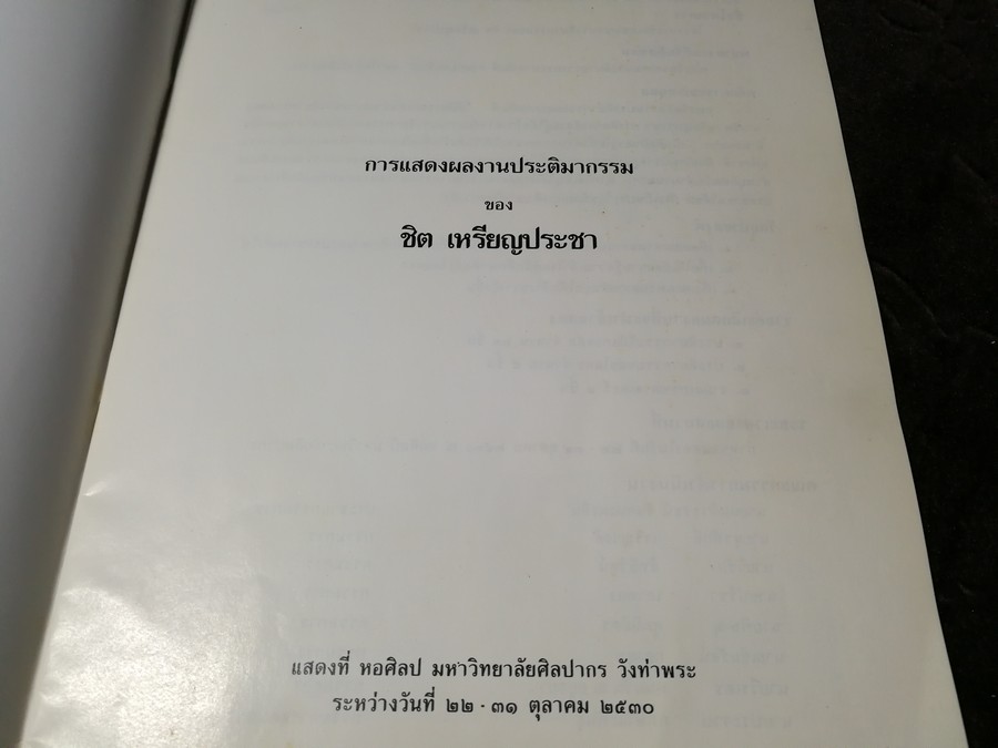 การเเสดงผลงานประติมากรรม ของ ชิต เหรียญประชา 22-31 ต.ค.2530
