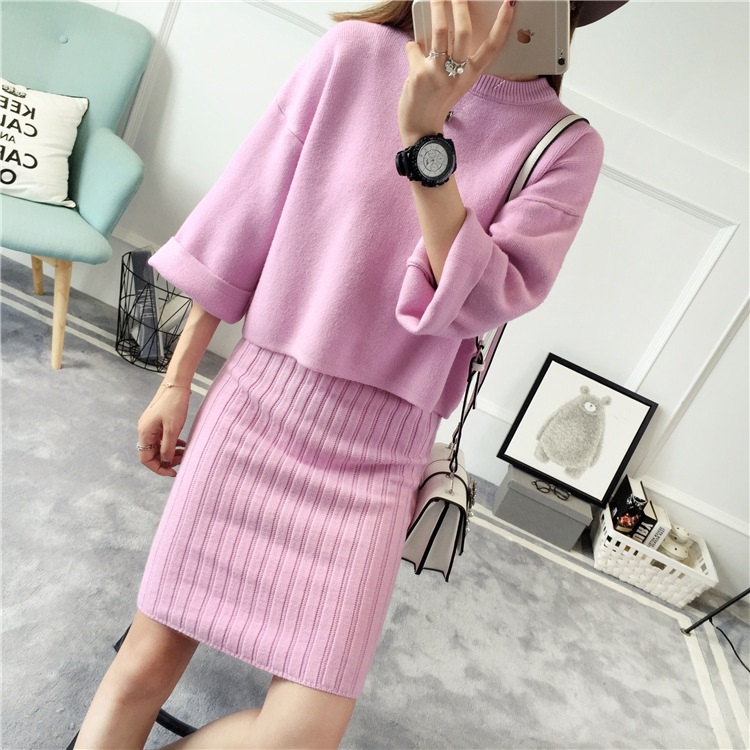 พรีออเดอร์ - เดรสไหมพรม Pre - DT152 (สีม่วง)