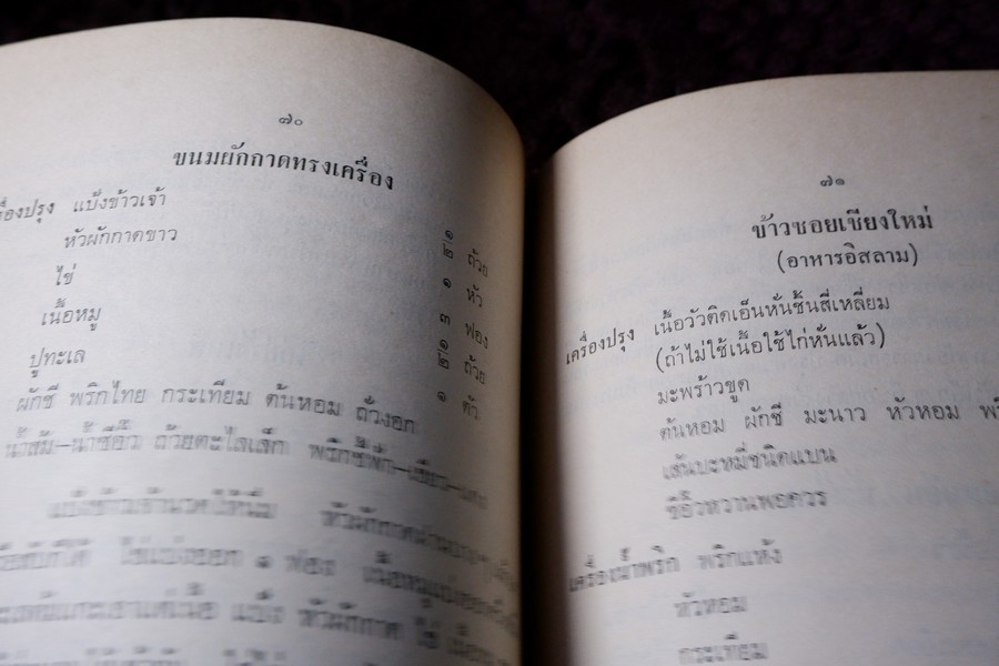 ตำรากับข้าว (พิมพ์เป็นอนุสรณ์คุณหญิง ชั้น มหินทรเดชานุวัฒน์) ปี 2513 มีเนื้อหาอาหาร 135 หน้า
