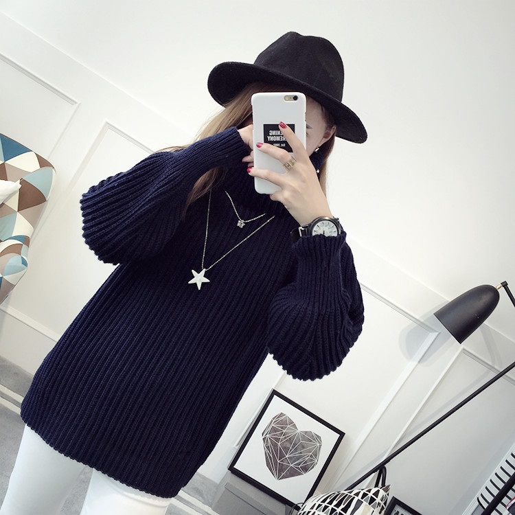 พรีออเดอร์ - เสื้อไหมพรมแฟชั่นแขนยาว Pre - ST786 (สีน้ำเงิน)