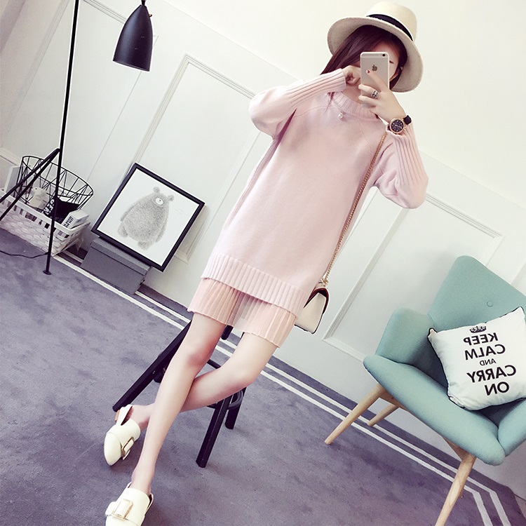 พร้อมส่ง - เดรสไหมพรม DT510 (สีชมพู)