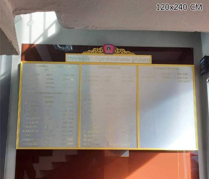 ป้ายทำเนียบ พื้นลามิเนตลายสแตนเลส ขนาด 120x240cm