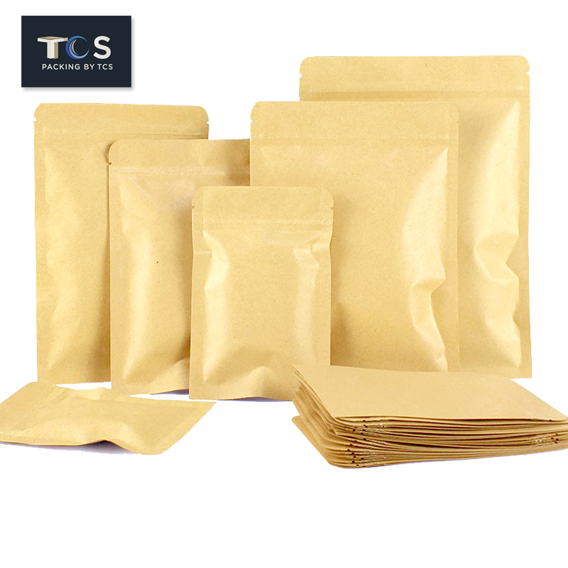 ถุงคราฟท์ซิปล็อค ตั้งไม่ได้ (ก้นแบน) - ทึบ 2 ด้าน หน้า-หลัง