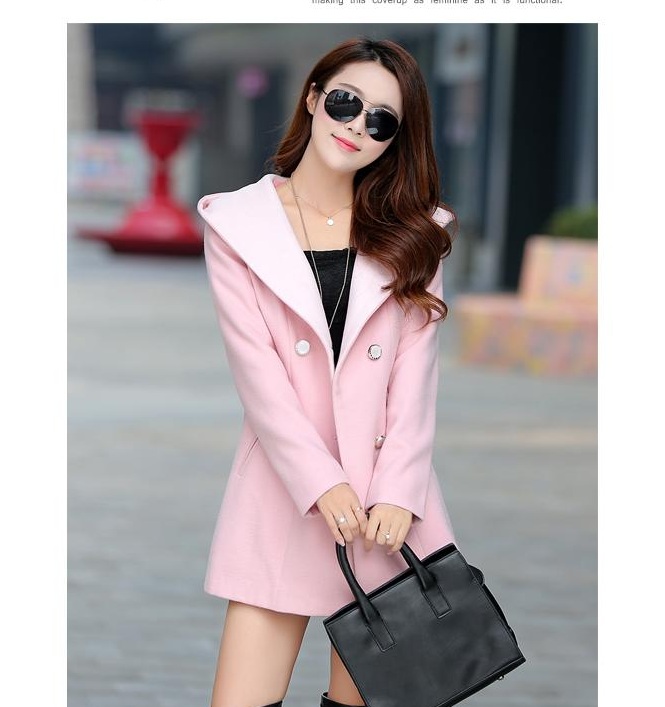 พรีออเดอร์ - เสื้อโค้ทผ้าวูลกันหนาว Pre - CT714 (สีชมพู)