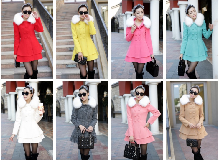 พรีออเดอร์ - เสื้อโค้ทผ้าวูลกันหนาว Pre - CT672 (สีขาวครีม)