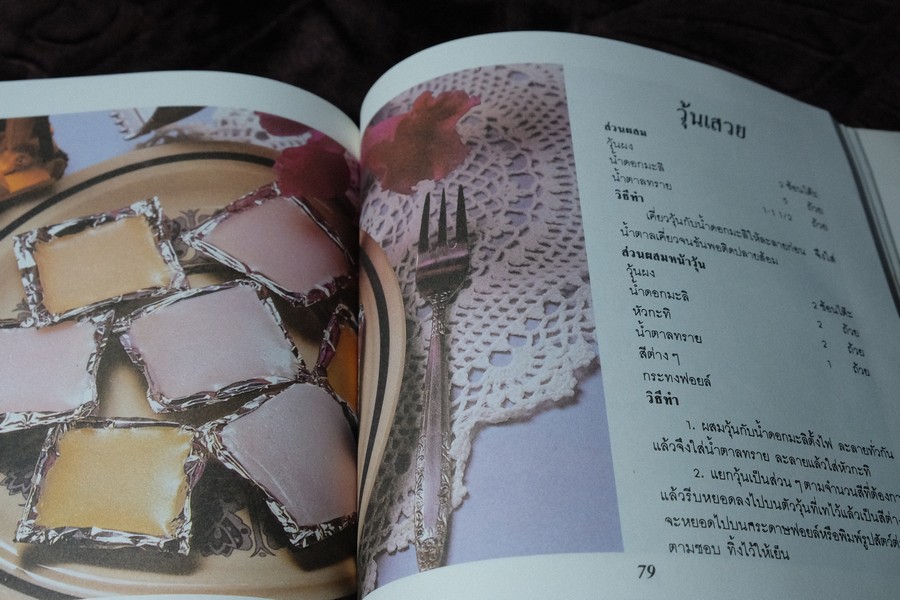 ของว่าง ของหวาน เเละอาหารมังสวิรัติ โดย อ.วันดี ณ สงขลา หนา 134 หน้า ปี 2529