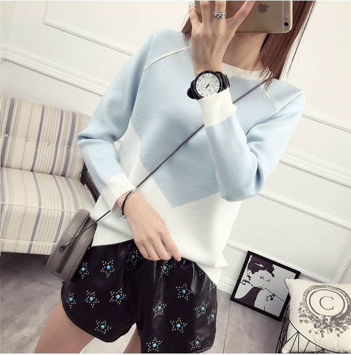 พร้อมส่ง - เสื้อไหมพรมแขนยาว ST186 (สีฟ้า)