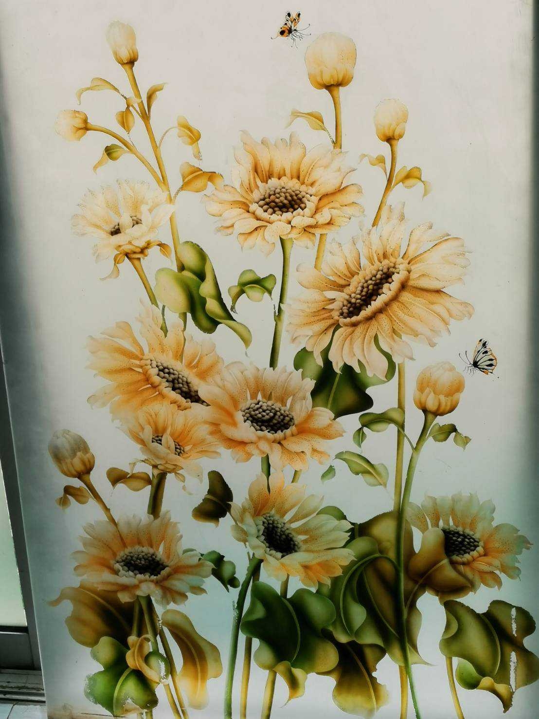 งานป้ายกระจกพ่นทราย กระจกสลักลาย