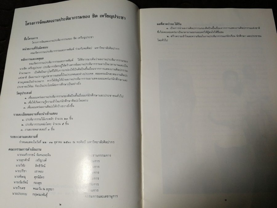การเเสดงผลงานประติมากรรม ของ ชิต เหรียญประชา 22-31 ต.ค.2530