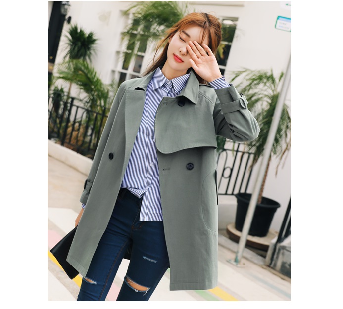 พร้อมส่ง - Trench Coat เสื้อโค้ท CT222 (สีเขียว)