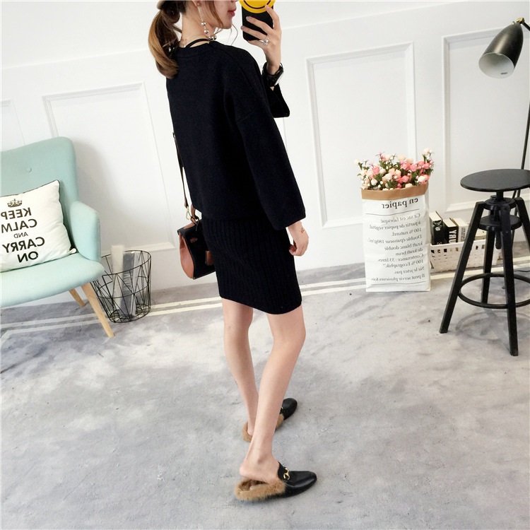 พรีออเดอร์ - เดรสไหมพรม Pre - DT155 (สีดำ)