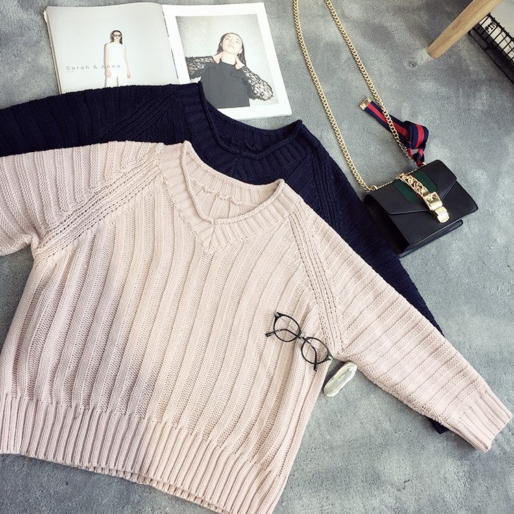 พรีออเดอร์ - เสื้อไหมพรมแฟชั่นทรงหลวม Pre - ST766 (สีชมพูอ่อน)