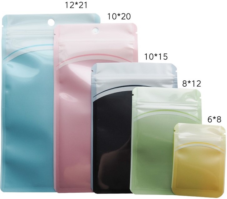 ถุงซิปแบน หน้าใส หลังพลาสติกสี