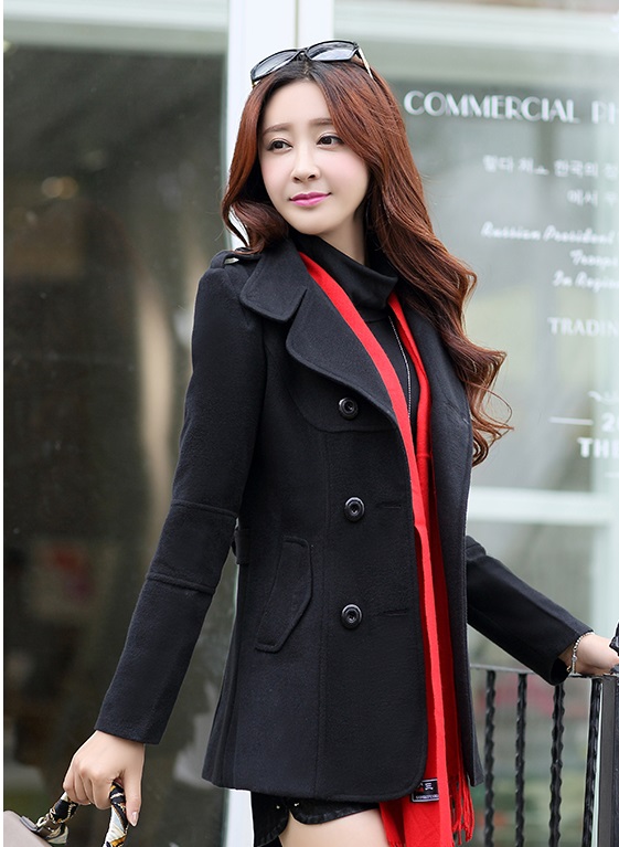 พร้อมส่ง - เสื้อโค้ทผ้าวูล CT125 (สีดำ)