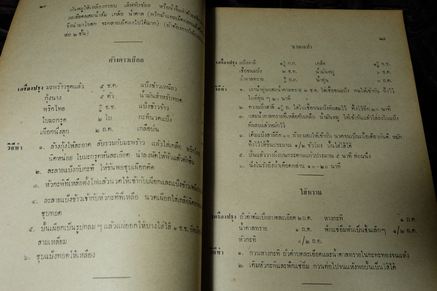 ตำรับอาหารไทย-เทศ โดย สมาคมคหเศรษฐศาสตร์ พิมพ์ในงานชุมนุมเเม่บ้าน ปี 2513