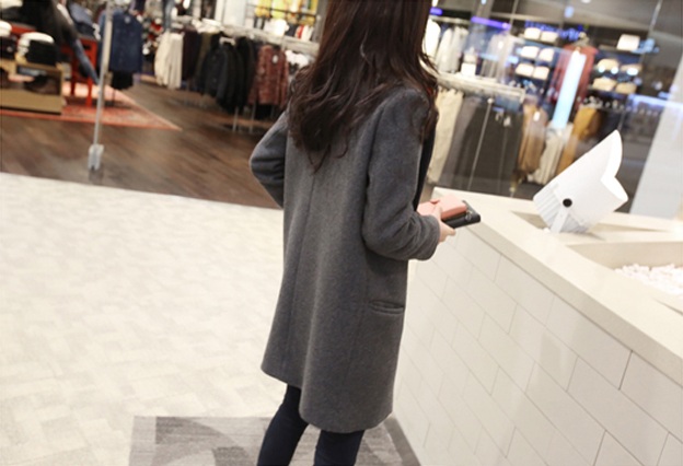 พรีออเดอร์ - เสื้อโค้ทผ้าวูลกันหนาว Pre - CT621 (สีเทา)