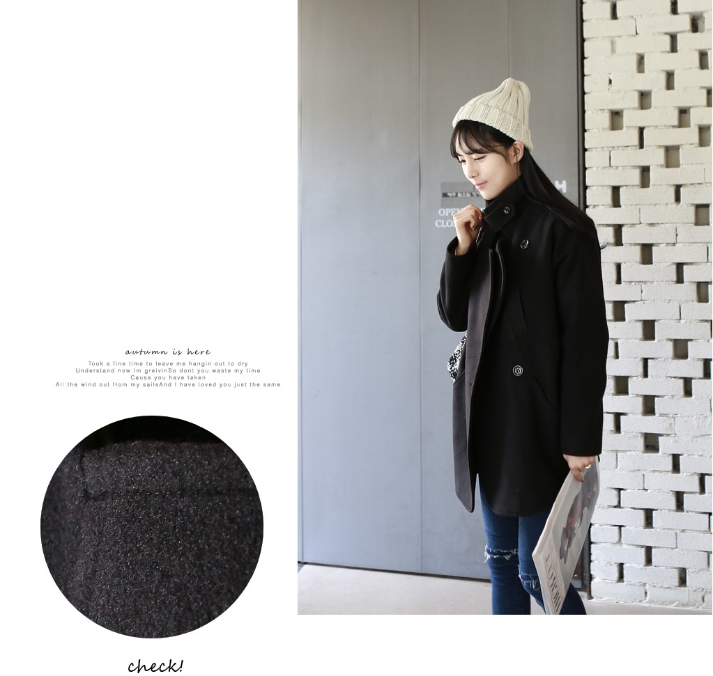 พรีออเดอร์ - เสื้อโค้ทผ้าวูลกันหนาว Pre - CT611 (สีดำ)