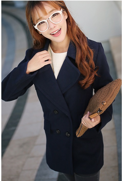 พร้อมส่ง - เสื้อโค้ทผ้าวูลกันหนาว CT115 (สีกรม)