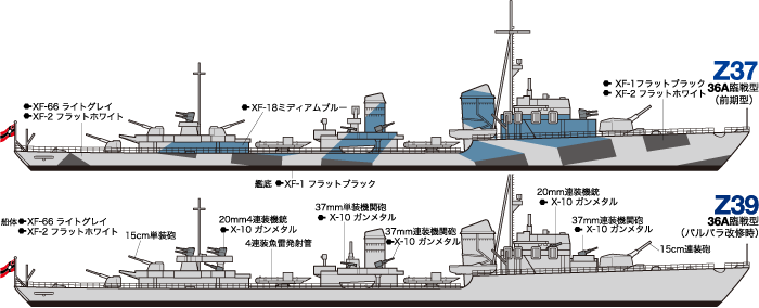 German Destroyer Z Class(Z37-39) "Project Barbara" (2 Models)