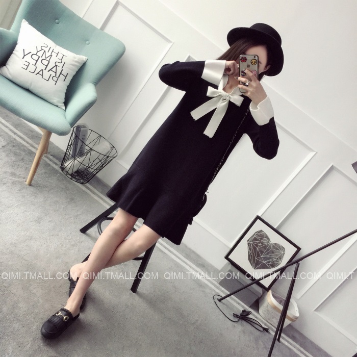 พรีออเดอร์ - เดรสไหมพรม Pre - DT121 (สีดำ)