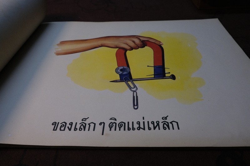 คู่มือครูชั้นประถมปีทีหนึ่ง ของ กระทรวงศึกษาธิการ ภาพผนัง สำหรับหนังสือ "ฝนตกแดดออก” ปี 2498