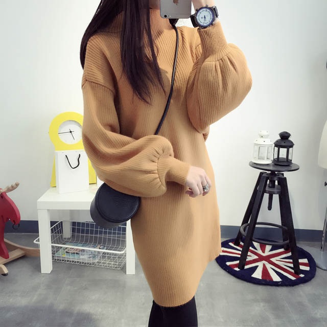 พรีออเดอร์ - เสื้อไหมพรมแฟชั่นรุ่นยาว Pre - ST676 (สีน้ำตาล)