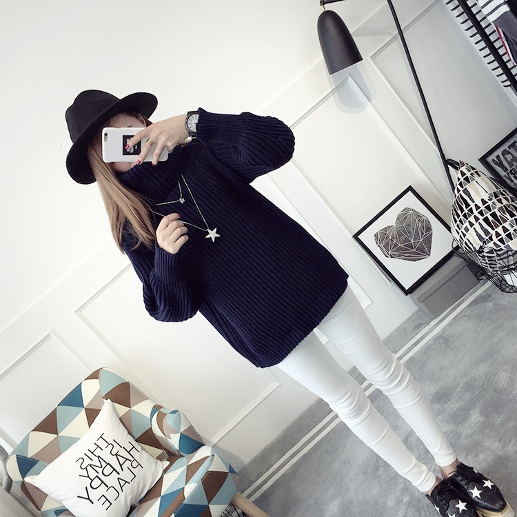 พรีออเดอร์ - เสื้อไหมพรมแฟชั่นแขนยาว Pre - ST786 (สีน้ำเงิน)