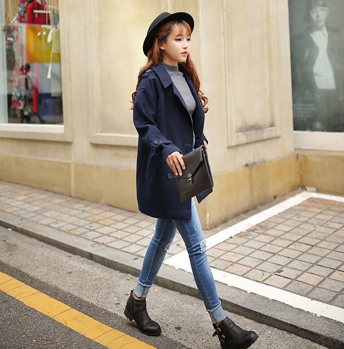 พรีออเดอร์ - เสื้อโค้ทผ้าวูลกันหนาว Pre - CT626 (สีกรม)