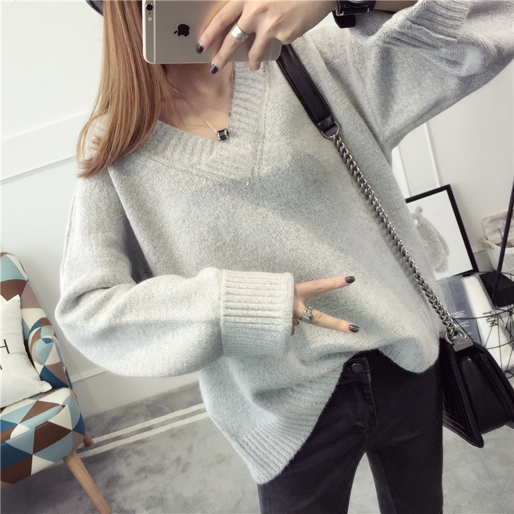 พรีออเดอร์ - เสื้อไหมพรมแฟชั่นแขนยาว Pre - ST776 (สีเทาอ่อน)