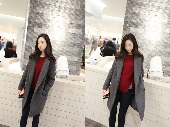 พรีออเดอร์ - เสื้อโค้ทผ้าวูลกันหนาว Pre - CT621 (สีเทา)