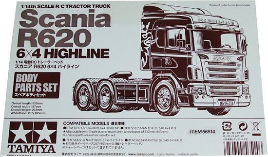 1/14 Scale Tractor Truck Scania R620 6*4 Highline Body Parts Set.