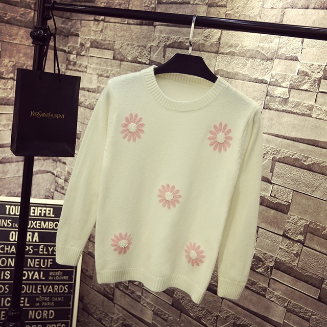 พรีออเดอร์ - เสื้อไหมพรมแฟชั่นแขนยาว Pre - ST641 (สีขาว)