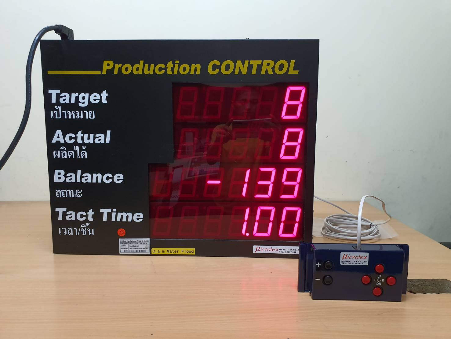 ป้ายแสดงผล production control ของโรงงาน