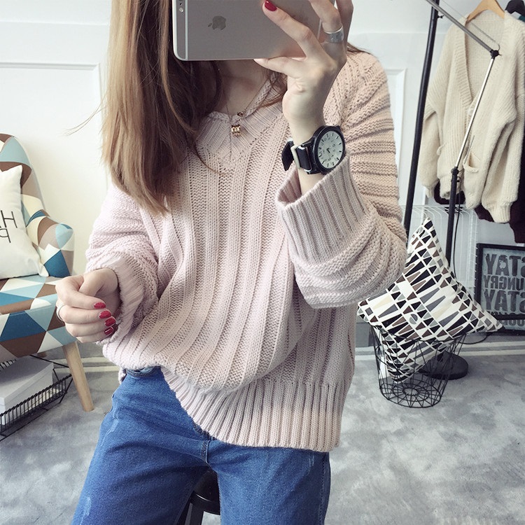 พรีออเดอร์ - เสื้อไหมพรมแฟชั่นทรงหลวม Pre - ST766 (สีชมพูอ่อน)