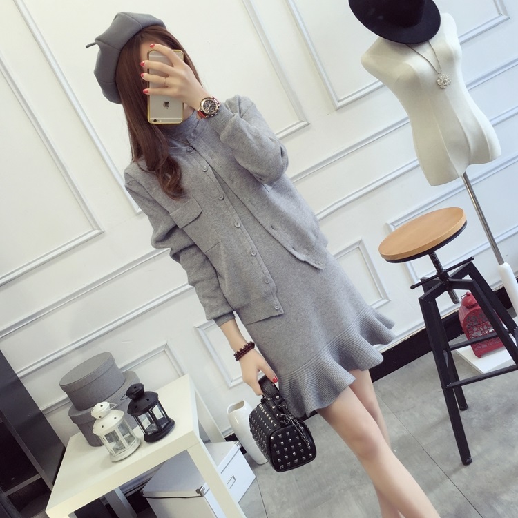 พรีออเดอร์ - เดรสไหมพรม Pre - DT156 (สีเทา)