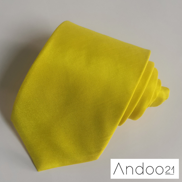 NT361_เนคไทผ้าไหมเทียม สีเหลือง หน้ากว้าง 3 นิ้ว