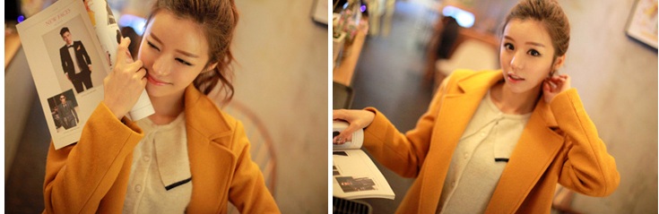 พร้อมส่ง - เสื้อโค้ทผ้าวูล CT168 (สีเหลือง)