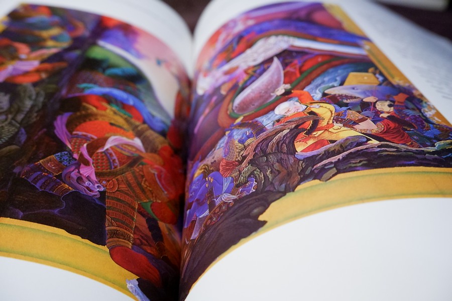 ภาพจิตรกรรมฝาผนัง วัดพุทธปทีป โดย อ.เฉลิมชัย โฆษิตพิพัฒน์ เเละ อ.ปัญญา วิจินธนสาร พิมพ์ปี 2529