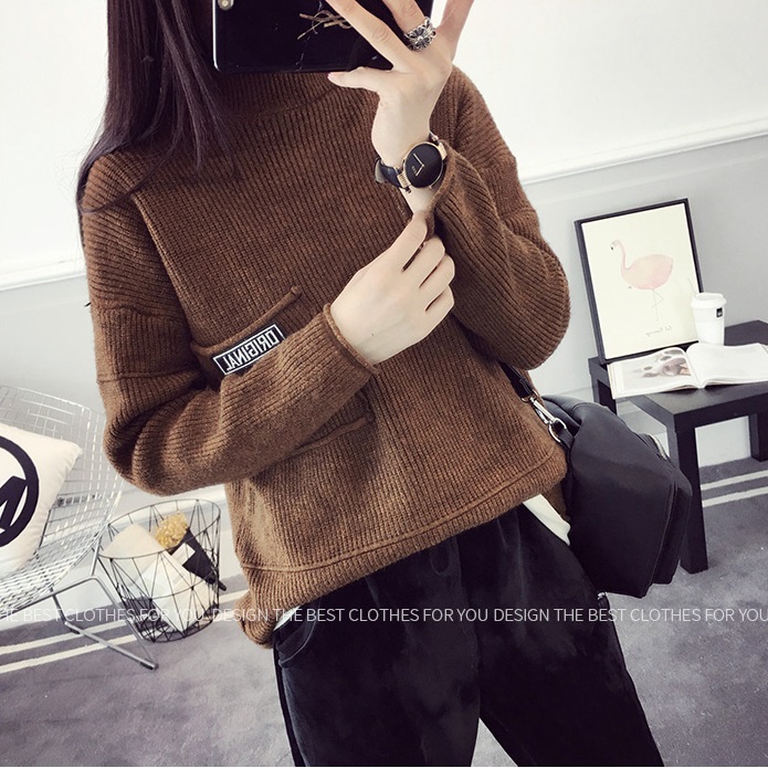 พรีออเดอร์ - เสื้อไหมพรมแขนยาวทรงหลวม Pre- ST758 (สีน้ำตาล)