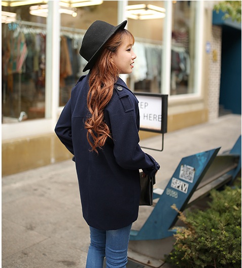 พรีออเดอร์ - เสื้อโค้ทผ้าวูลกันหนาว Pre - CT626 (สีกรม)