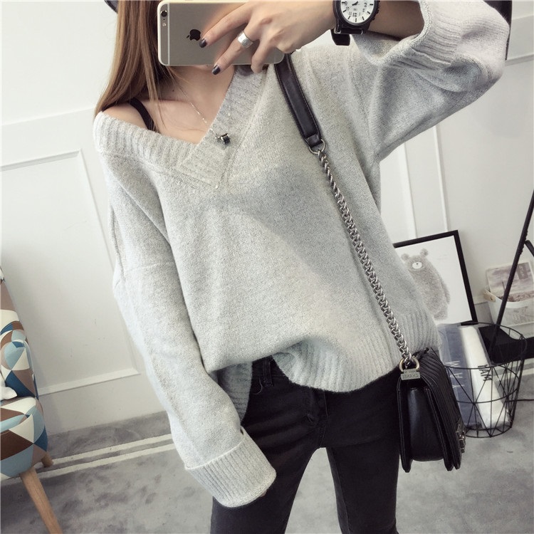 พรีออเดอร์ - เสื้อไหมพรมแฟชั่นแขนยาว Pre - ST776 (สีเทาอ่อน)