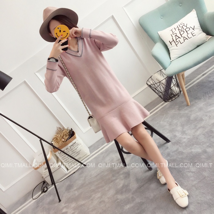 พรีออเดอร์ - เดรสไหมพรม Pre - DT145 (สีชมพู)