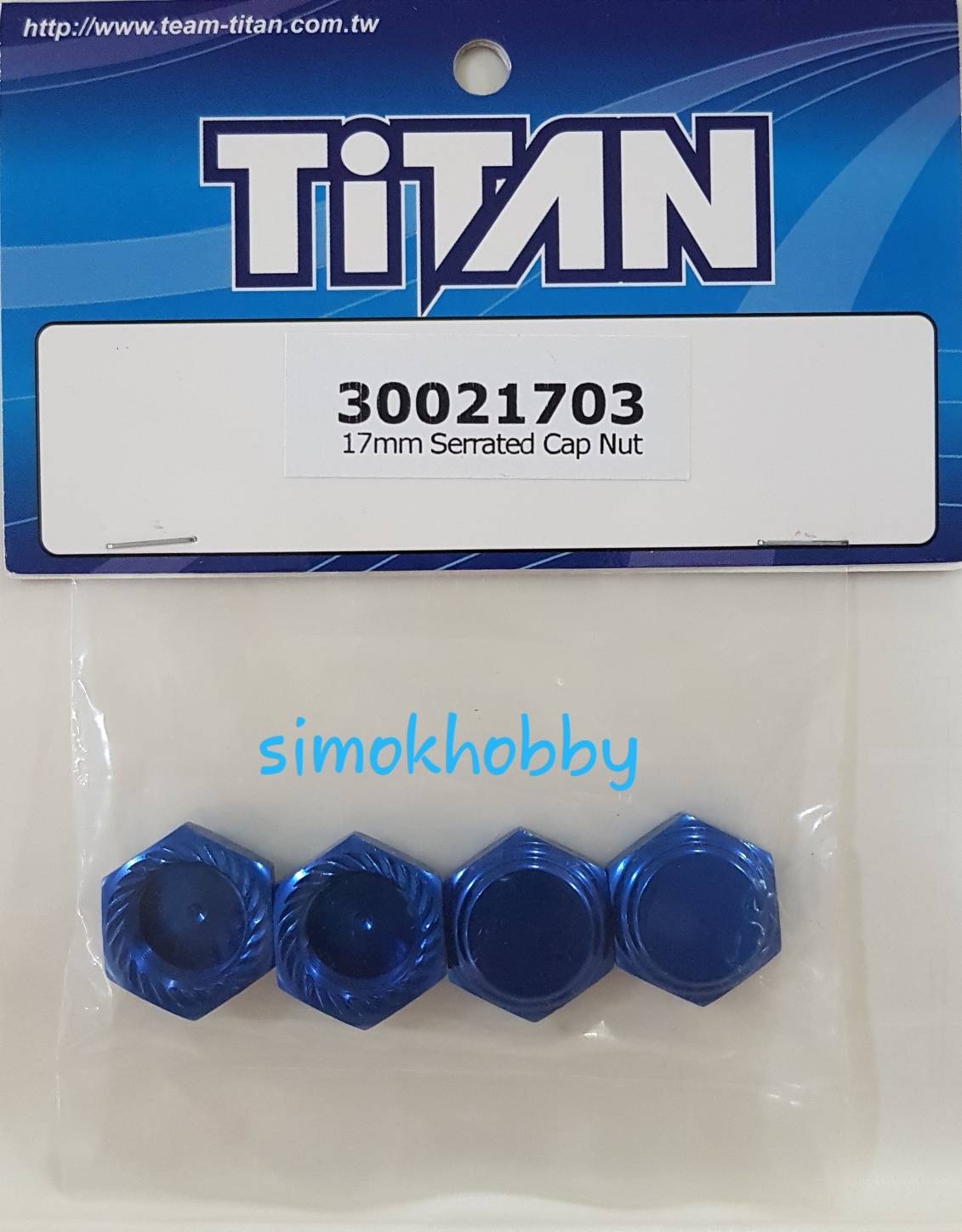 17 mm. Serrated Cap Nut (4pcs./Blue)