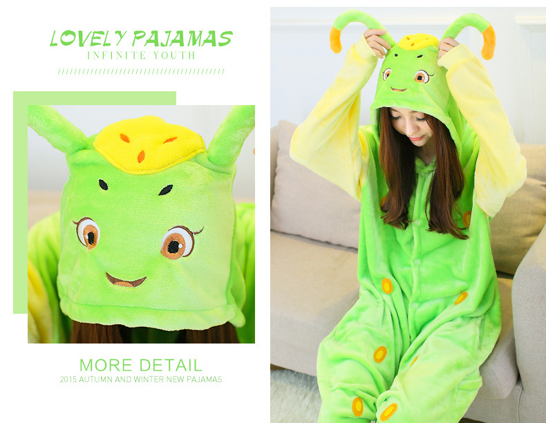 ชุดนอนมาสคอต แฟนซี ผู้ใหญ่ หนอนชาเขียว